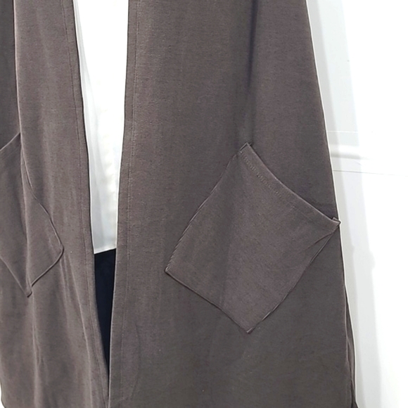 Coco & Carmen Hooded Vest Long Sweater Sleeveless Open Front Jacket Pockets S/M - Picture 10 of 17